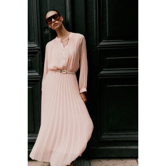 ZARA PLEATED MIDI DRESS WITH BELT - Picture 6 of 11